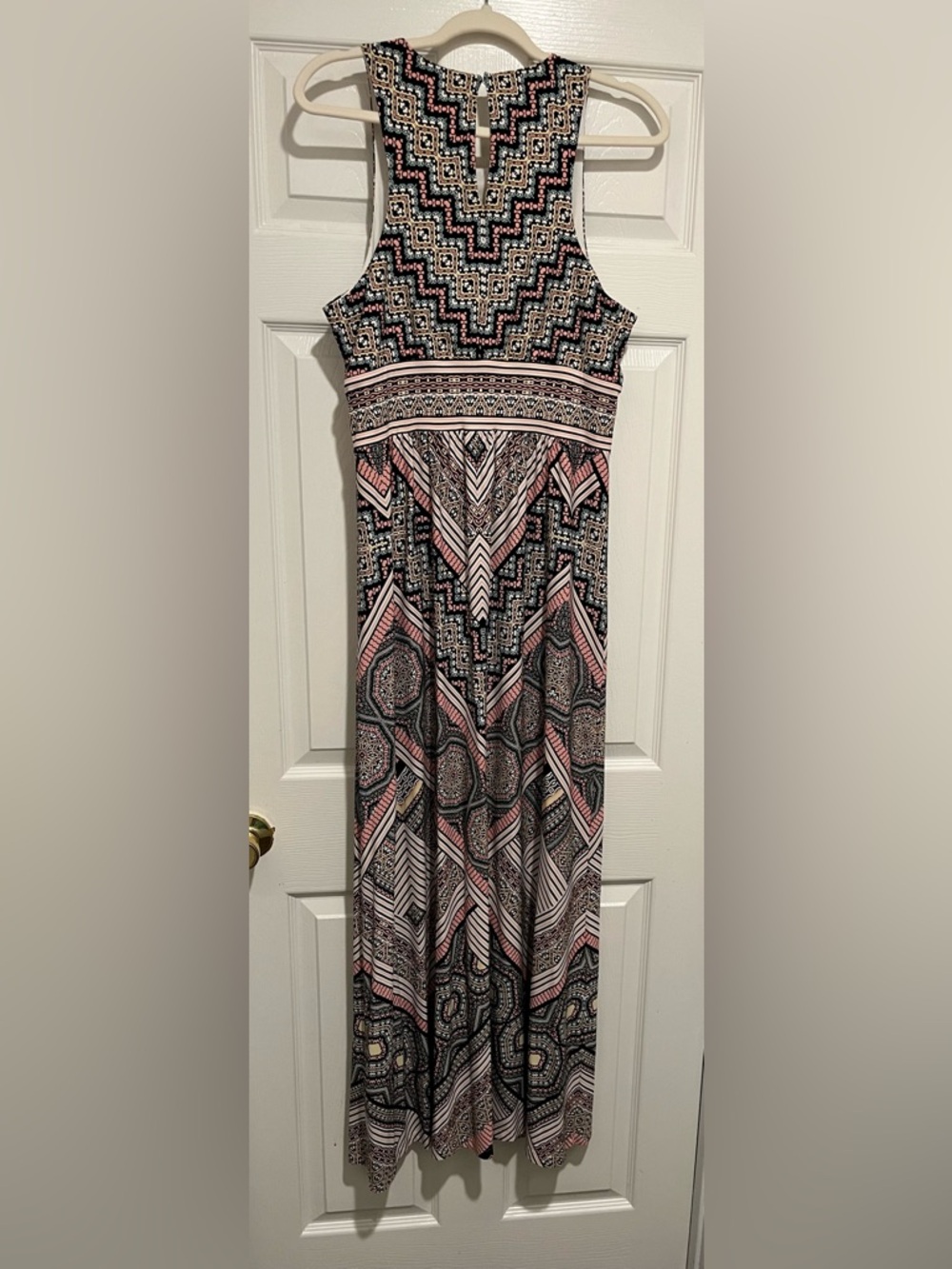 London Times Sleeveless Geo Print Maxi Dress in Navy & Pink (Women’s Size 14) - Picture 5 of 7